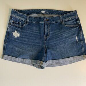 Old Navy womens Boyfriend denim shorts 16 Plus Mid Rise Cuffed Distressed 175